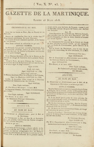 Gazette de la Martinique (1818, n° 25)