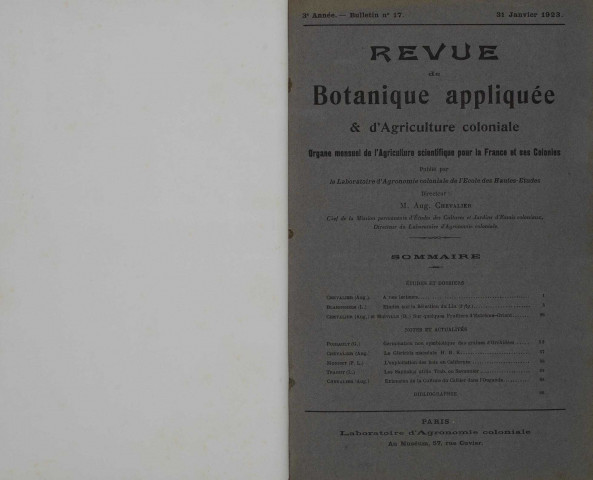 Revue de botanique appliquée et d'agriculture coloniale (n° 17)