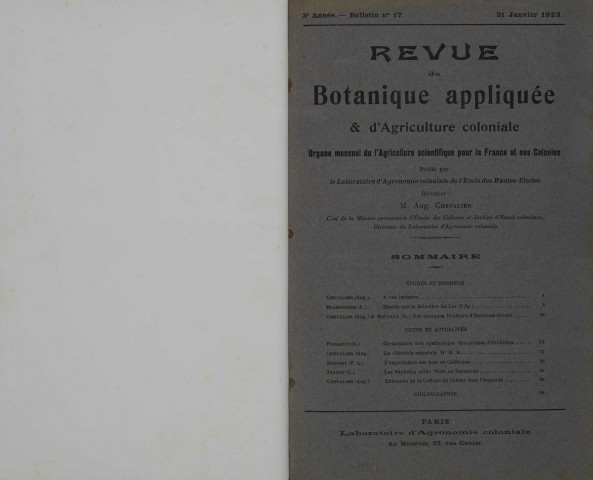 Revue de botanique appliquée et d'agriculture coloniale (n° 17)