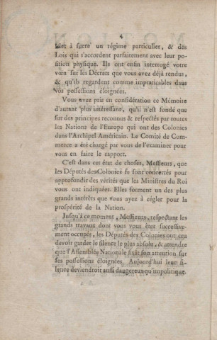 Motion de M. de Curt, député de la Guadeloupe, au nom des colonies réunies [27 novembre 1789]