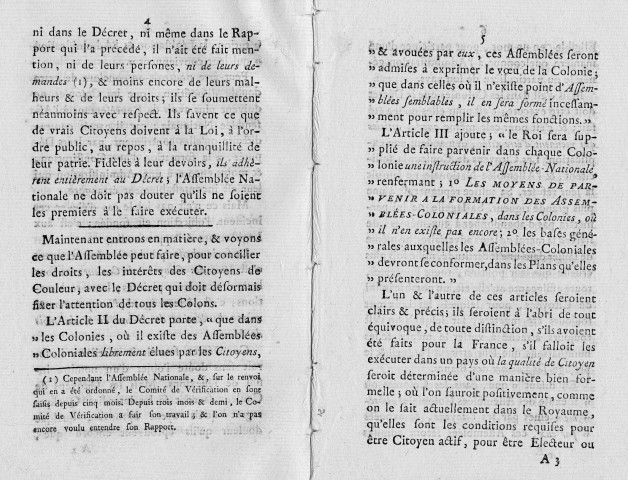 Réclamation des citoyens de couleur des isles et colonies françoises; sur le décret du 8 mars 1790 : adresse des hommes de couleur Raimond et Ogé soutenu par l'avocat Joly