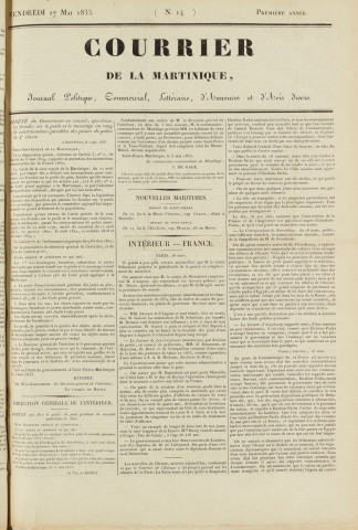 Le Courrier de la Martinique (1833, n° 14)