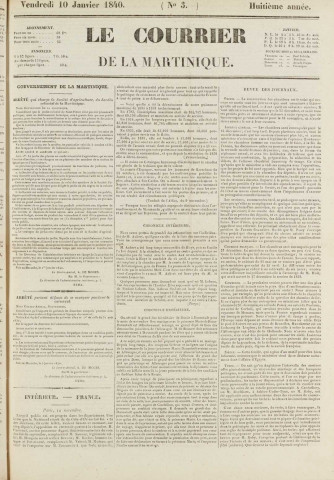 Le Courrier de la Martinique (1840, n° 3)