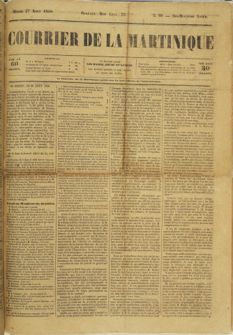 Le Courrier de la Martinique (1850, n° 98)