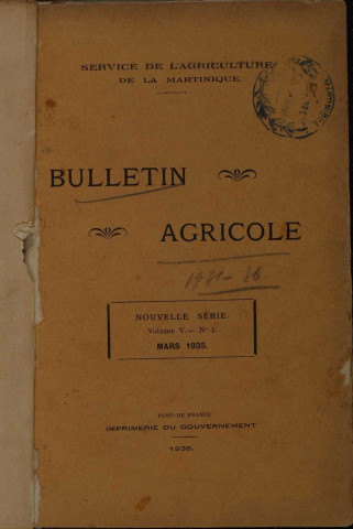 Bulletin agricole de la Martinique (mars 1936)