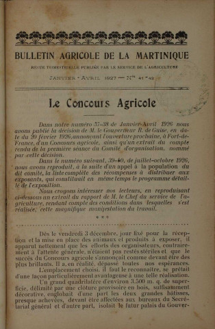 Bulletin agricole de la Martinique (janvier-avril 1927)