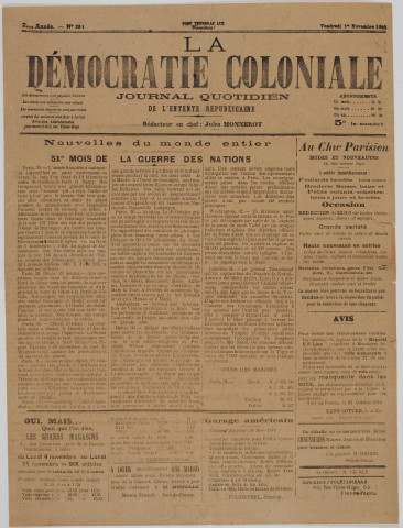 La Démocratie coloniale (n° 281)