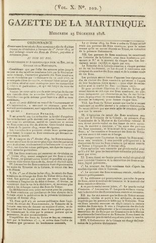 Gazette de la Martinique (1818, n° 102)