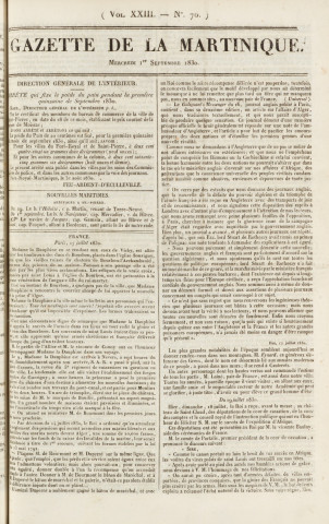 Gazette de la Martinique (1830, n° 70)