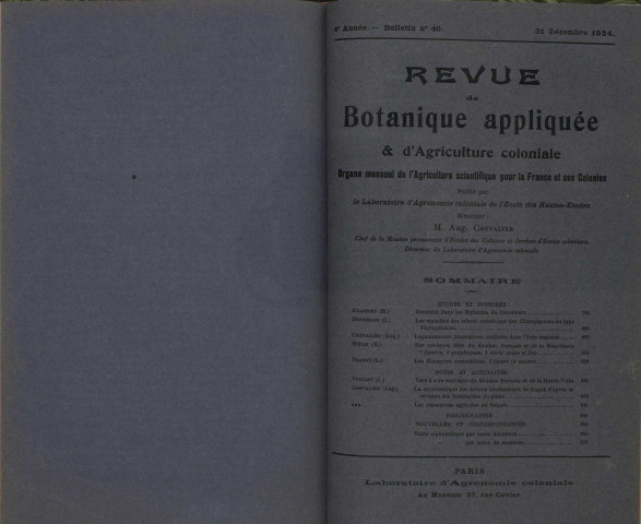 Revue de botanique appliquée et d'agriculture coloniale (n° 40)