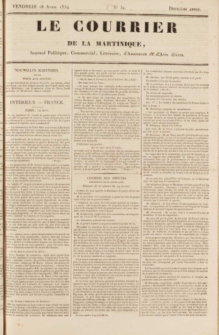 Le Courrier de la Martinique (1834, n° 31)