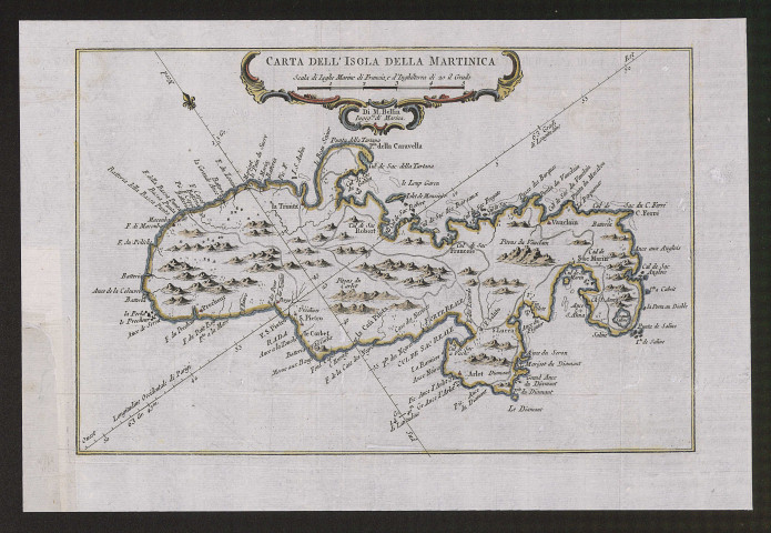 Carta dell' isola della Martinica. Carte de l'île de la Martinique