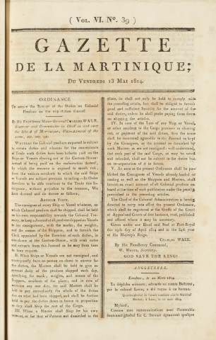Gazette de la Martinique (1814, n° 39)