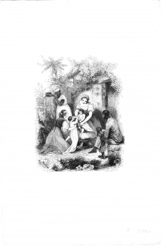 [Scène de vie domestique d'esclaves parmi une famille de blancs]