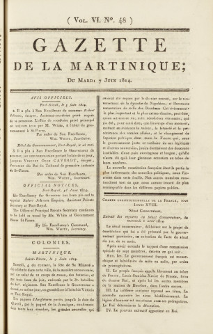 Gazette de la Martinique (1814, n° 48)