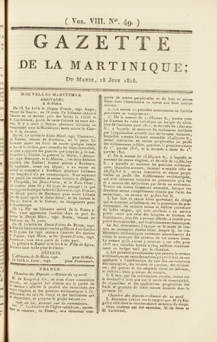 Gazette de la Martinique (1816, n° 49)