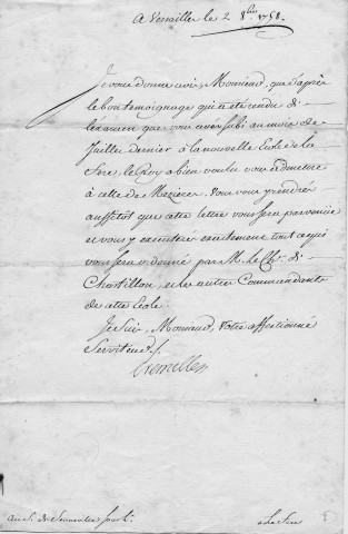 Général Philippe de Senneville (1737-1824). Carrière militaire (en exercice à la Martinique de 1784 à 1787) : correspondance, état-civil