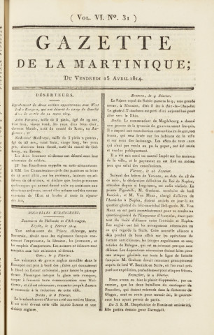 Gazette de la Martinique (1814, n° 31)