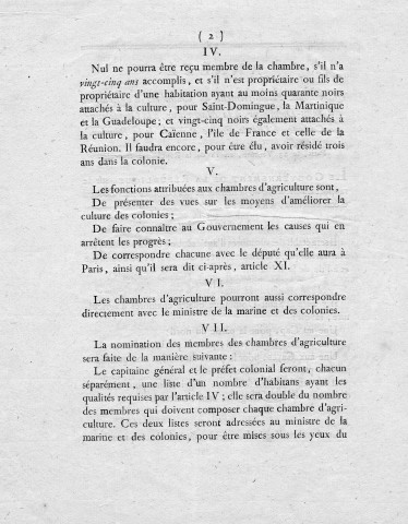 Etablissement d'une Chambre d'agriculture à Saint-Domingue, à la Guadeloupe, à Cayenne, et à l'île de la Réunion : arrêté