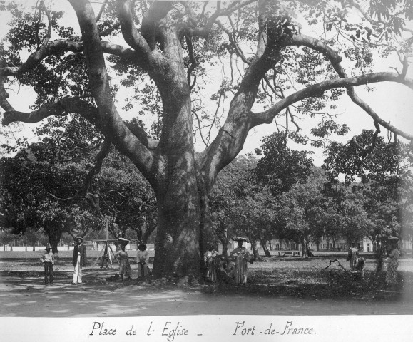 Fort-de-France. Place de l'église et sablier de la Savane