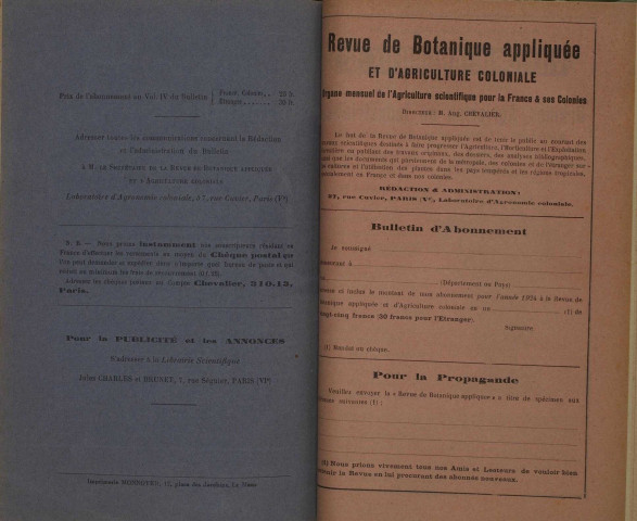 Revue de botanique appliquée et d'agriculture coloniale (n° 39)