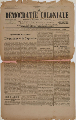 La Démocratie coloniale (n° 73)