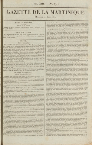 Gazette de la Martinique (1821, n° 67)