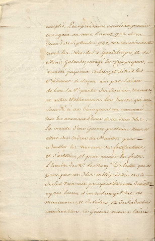Documents concernant le comte de Lacroix. Administration de la Martinique : mémoire de M. de Lacroix, intendant des îles du vent d'Amérique