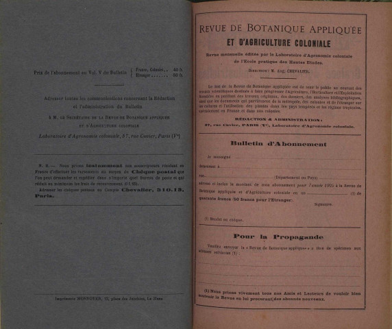 Revue de botanique appliquée et d'agriculture coloniale (n° 44)