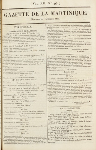 Gazette de la Martinique (1820, n° 94)