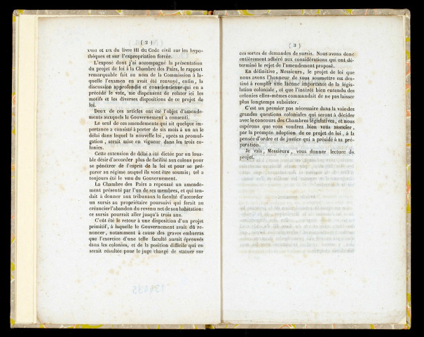 Projet de loi tendant à appliquer aux colonies de la Martinique, de la Guadeloupe et de la Guyane les Titres XVIII et XIX du Code civil ;avec l'exposé des motifs par le ministre de la Marine et des colonies