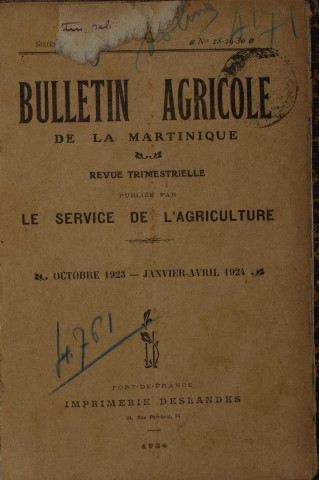 Bulletin agricole de la Martinique (octobre-novembre-décembre 1923)