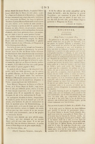 Gazette de la Martinique (1814, n° 7)