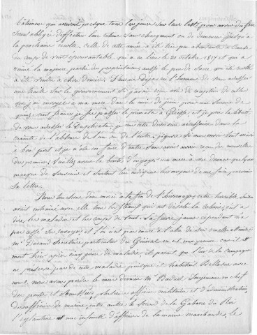 Lettres de Griffon, officier en poste à la Martinique, adressées à monsieur Lainé (administrateur de la loterie de France) dans lesquelles il le remercie pour l'aide accordée à sa mère et lui donne des nouvelles de la colonie