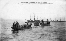 Martinique. La rade de Fort-de-France. Les compagnies de débarquement regagnant leurs bateaux