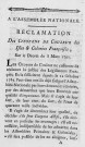 Réclamation des citoyens de couleur des isles et colonies françoises; sur le décret du 8 mars 1790 : adresse des hommes de couleur Raimond et Ogé soutenu par l'avocat Joly