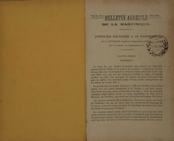 Bulletin agricole de la Martinique (mars 1933)