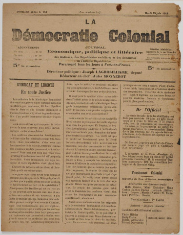 La Démocratie coloniale (n° 153)