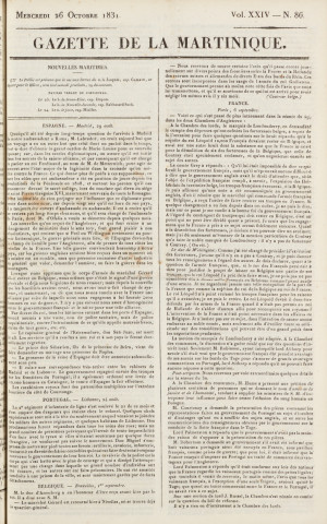 Gazette de la Martinique (1831, n° 86)