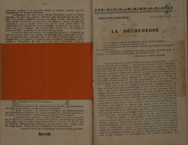 Bulletin agricole de la Martinique (juillet 1921)