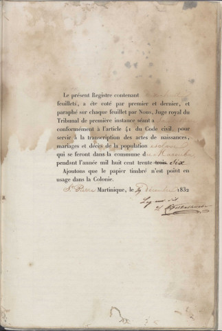 Population esclave : naissances, mariages, décès