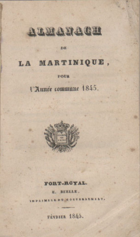 Almanach de la Martinique pour l’année commune 1845
