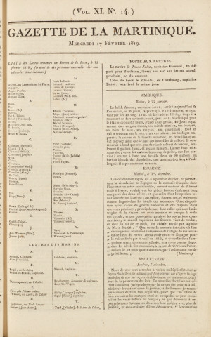 Gazette de la Martinique (1819, n° 14)