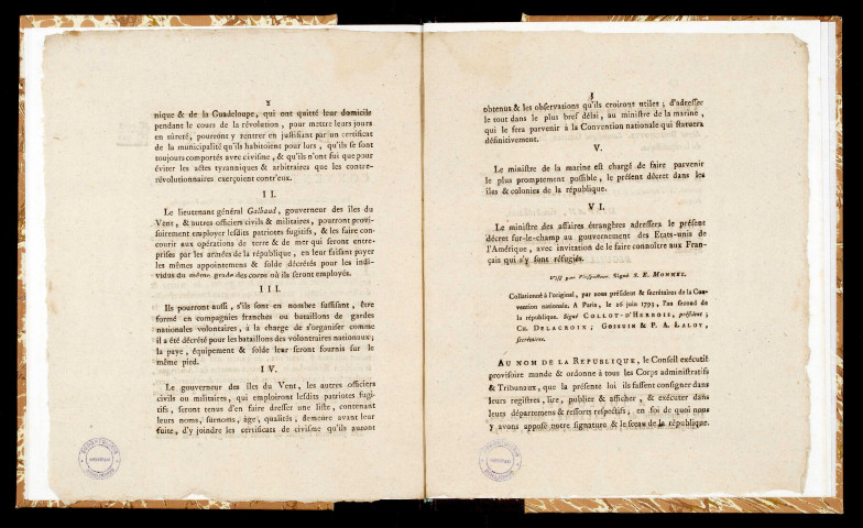 Décret de la Convention nationale, du 21 juin 1793, l'an second de la République françoise, relatif aux citoyens de Saint-Domingue, de la Martinique & de la Guadeloupe, qui se sont réfugiés à Sainte-Lucie & autres contrées de l'Amérique