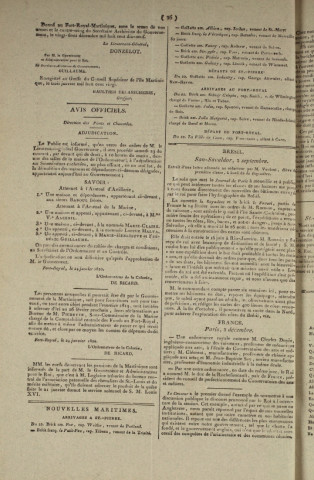 Journal Officiel de la Martinique (1820, n° 7)