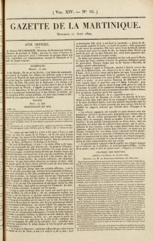 Gazette de la Martinique (1822, n° 66)