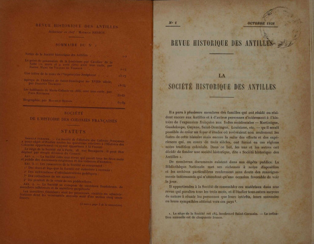 Revue historique des Antilles (n° 1)