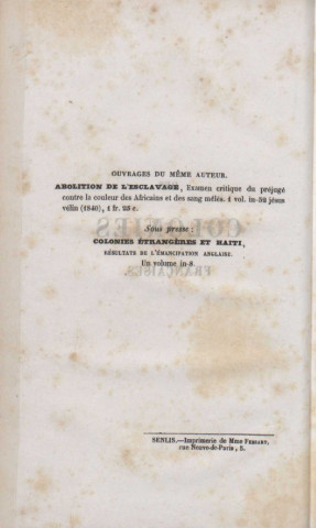 Des Colonies françaises : abolition immédiate de l'esclavage