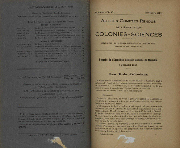 Revue de botanique appliquée et d'agriculture coloniale (n° 63)