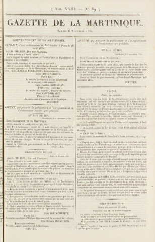 Gazette de la Martinique (1830, n° 89)